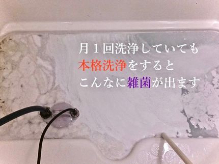 ベストスマイルおそうじサービスのコロナ対策実施中!風呂釜は前の住人の皮脂汚れでいっぱい!2段階洗浄でスッキリ!の写真