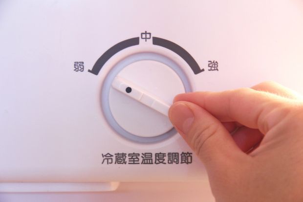 冷蔵庫内の温度調節つまみ