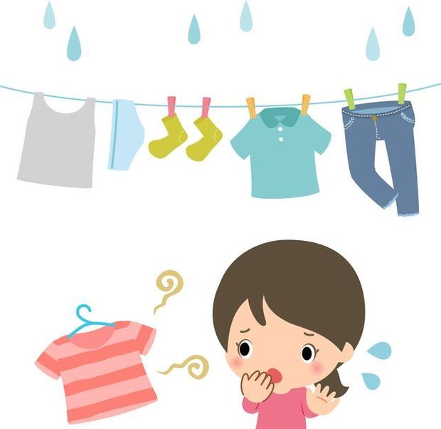 部屋干しした洗濯物のイラスト