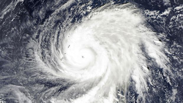 気象衛星から撮影した台風の画像