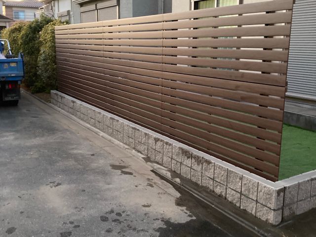目隠しフェンス ブロックフェンス工事