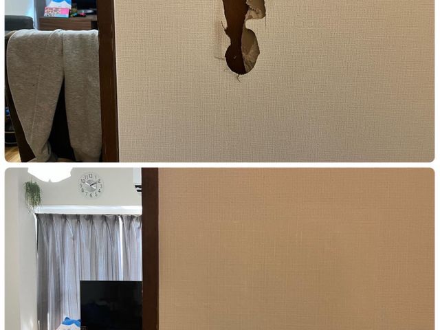 【壁穴補修はお任せください】完全自社施工!丁寧な作業を心がけております!