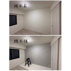 一面アクセントクロス張替え施工事例　1000番クロス使用の画像1