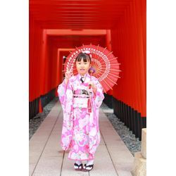 七五三　7歳さん　箱迫はハート　レースの重ね襟が可愛い🩷の画像1