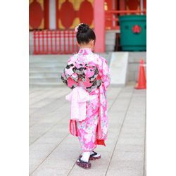 七五三　7歳さん　箱迫はハート　レースの重ね襟が可愛い🩷の画像2