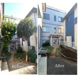 お庭が広々スッキリ！背の高い庭木の伐採で明るい動線に改善しましたの画像1