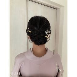 #七五三ママヘア#訪問着#出張着付　金箔で華やかにアレンジの画像2