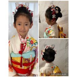 七五三の従姉妹弟ちゃん達の着付け＆ヘアセット　7歳日本髪アレンジと作り帯、五歳羽織袴の画像3