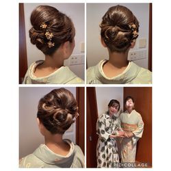 高校卒業式ママの訪問着＆ヘアは「ボリュームを上に、品よく」とのご希望　腰痛持ちのママ痛みなく快適で過ごせる着付でサポートの画像1