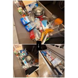 片付けのbefore after『カウンター下収納』などの画像3