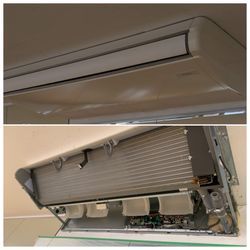 店舗や学校にも対応🧰 天吊りエアコンの清掃の画像1