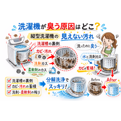 洗濯機が臭う原因はどこ？　縦型洗濯機の見えない汚れの画像1