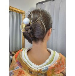 個性派リボンヘア花嫁和装の画像1