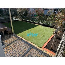 枯れた芝の庭が見違える！人工芝×石畳で明るいお庭に大変身｜の画像2