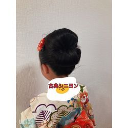 七五三  ❣️ 七歳姫さまは可愛い日本髪風の古典シニヨンに🎀の画像2