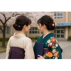 卒業式、入学式の季節です。早朝などのヘアセット、お嬢様とお母様（着付け要相談）の画像1