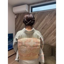 【訪問着・袋帯】【編み込みまとめ髪アレンジ】5/17 お宮参りのお着付けと簡単ヘアアレンジをいたしましたの画像3