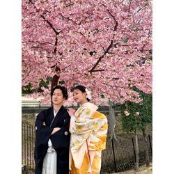 桜の和装ブライダル撮影の画像1