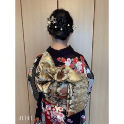 両家顔合わせ　振袖　ご希望のゆるふあ似合わせヘアアレンジでの画像3