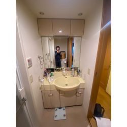 【施工事例】洗面台交換＋棚造作＋エコカラット施工で使いやすい洗面空間に！の画像1