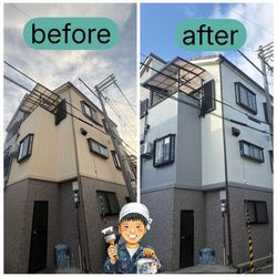 ひび割れ対策とイメージチェンジ｜豊中市で外壁塗装工事の画像1