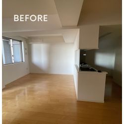 東京都　板橋区　マンション空室物件　20畳間リビング　壁紙コーティング施工の画像1