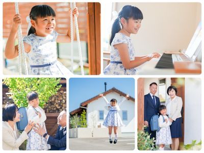 桜背景で一生記念となる家族写真撮影します！