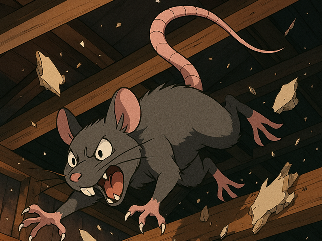 天井でガタガタ音がしたりチュウチュウ鳴き声が聞こえたらネズミがいるかも・・・