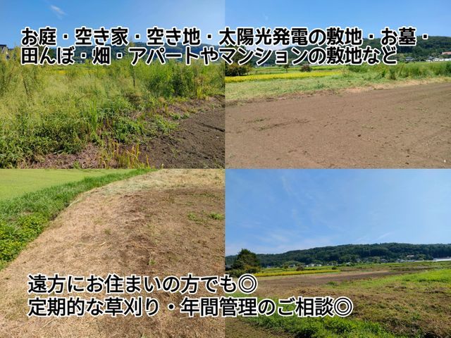 企業・お庭・空き地・墓地・太陽光発電敷地・田んぼや畑など【年間管理もご対応可能】