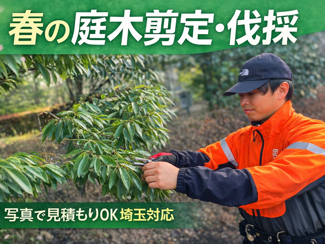 【埼玉対応】庭木・高木の伐採／危険木・倒木対策 写真見積OK・事前金額確定