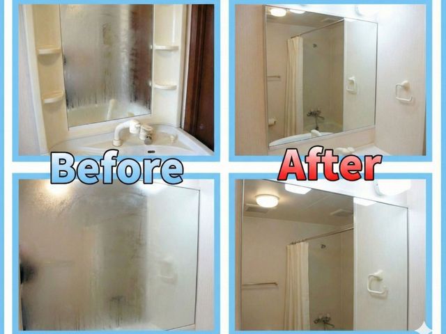 鏡や蛇口の水垢を落として洗面所すっきり仕上げ◆徹底洗浄でピカピカに