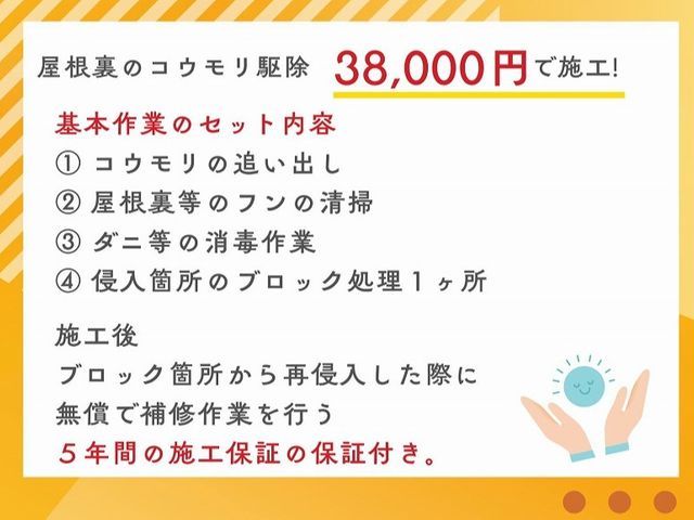 茨木より。料金は追い出しから清掃、ダニ等の消毒とブロック処理１ヶ所込みの施工。