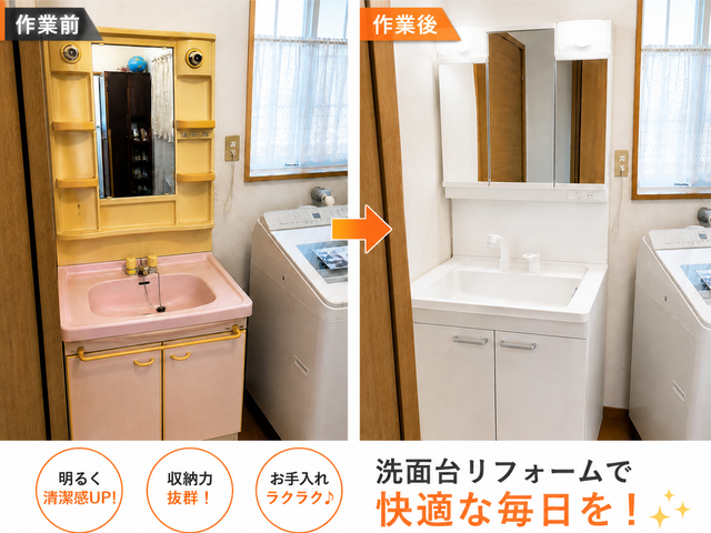 洗面台交換【24・25 アワード連続入選】 QR・クレカ対応｜安心・丁寧責任施工