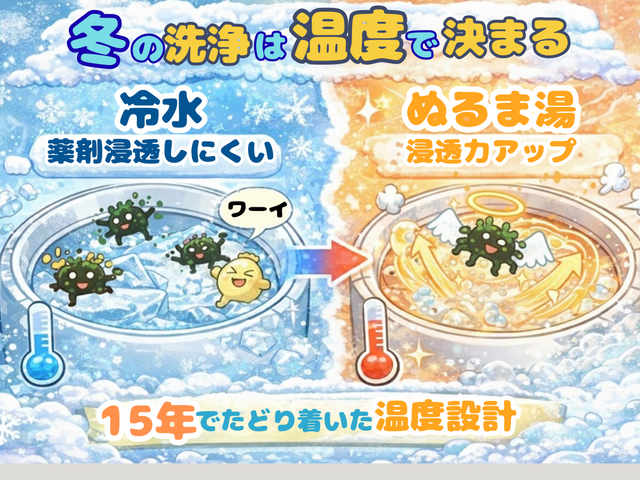 15年の経験で結論。冬は温度コントロール×ぬるま湯で洗剤力を極限まで引き出す