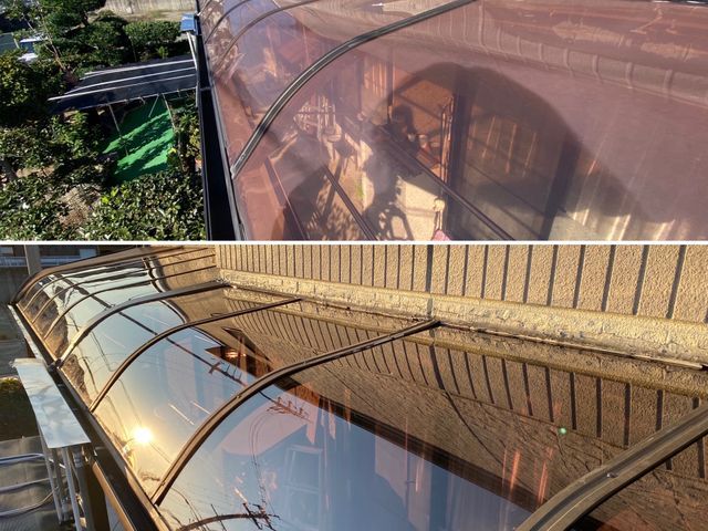 カーポートやベランダのテラスを高圧洗浄！