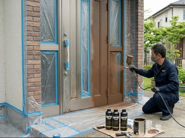 【最強塗料】ラプターライナー専門！車カスタムのプロが「武装」超高耐久玄関ドア塗装