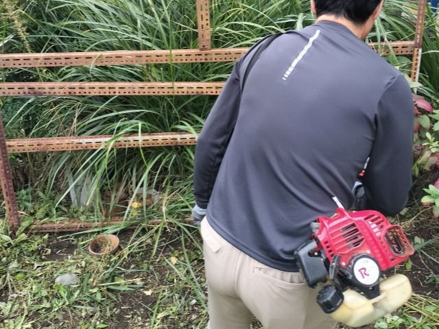 エンジン式草刈り機で雑草スッキリ★伸びすぎた芝や雑草でお困りのお客様へ！！