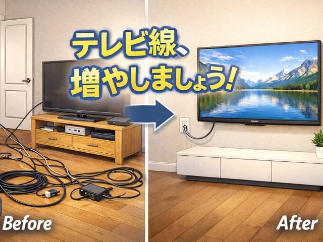 様々な経験からご希望の位置にテレビ線を増やします！《期間限定で現地調査無料》
