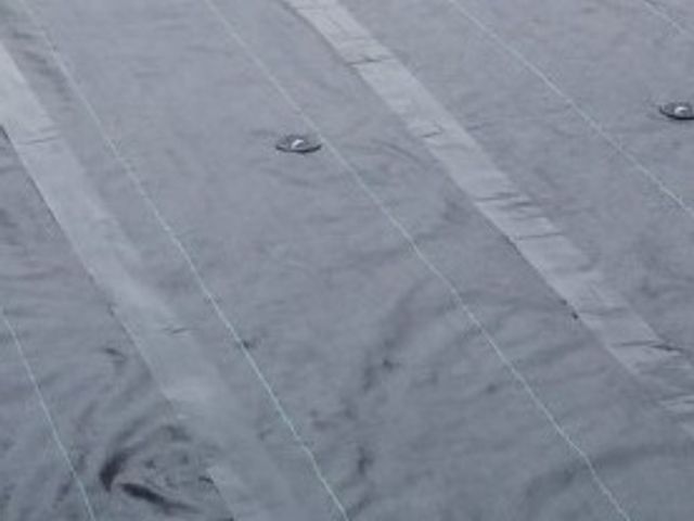 除草作業後に防草シートを設置します。