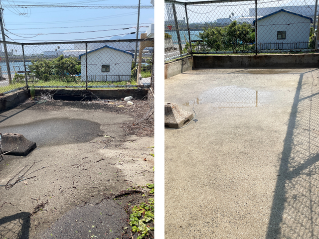 【駐車場まるごと高圧洗浄】 〜 頑固な汚れもすっきりキレイ 〜