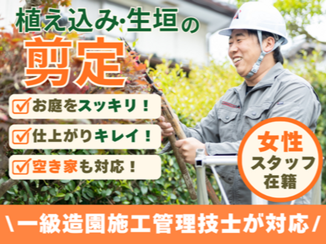 《女性スタッフ在籍》一級造園施工管理技士がお庭をスッキリ！空き家も対応します！！