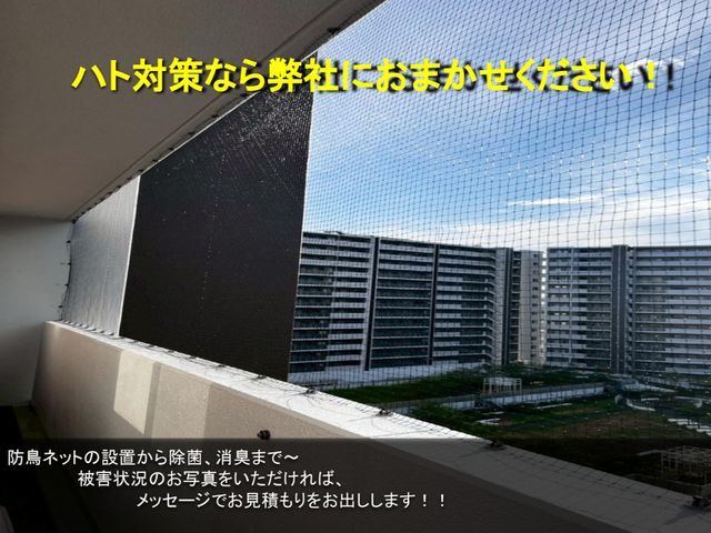 ベランダを防鳥ネットで完全封鎖！外壁に穴開け無しの万能型施工でマンションも安心！