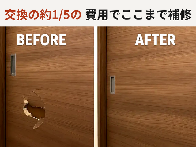 ドア交換せずキレイに再生｜費用を抑えて自然な仕上がり（施工実績5,000件以上）
