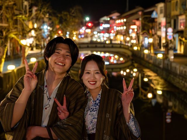城崎温泉の街並みで残す、自然なカップルフォト出張撮影（夜間OK22:00まで）