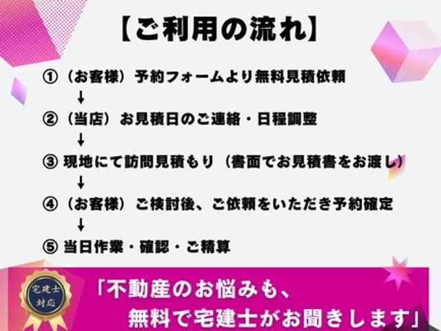 『宅建士が対応』『追加費用一切なし』お困りごとを安心しておまかせください！サービスの画像