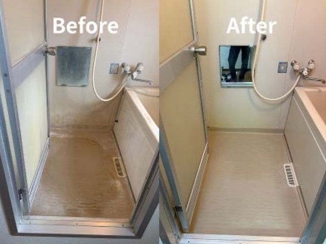 ガンコな水垢、ウロコ汚れもお任せください♪浴室清掃