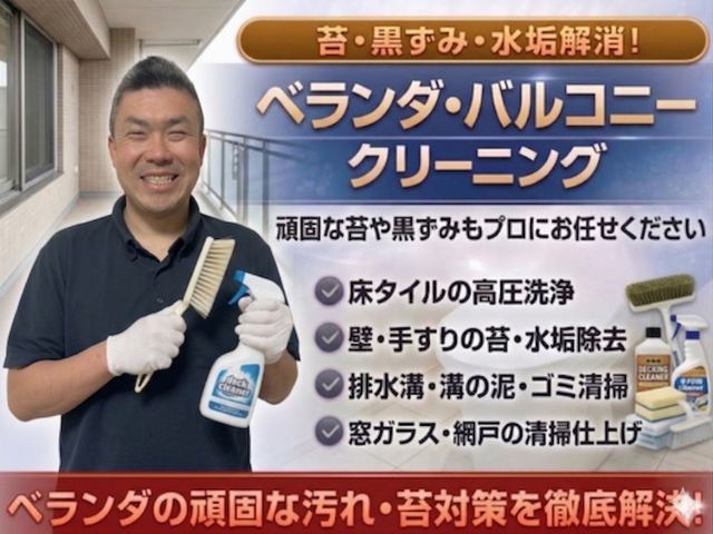 安心丁寧仕上げの徹底汚れ除去ベランダ清掃サービス