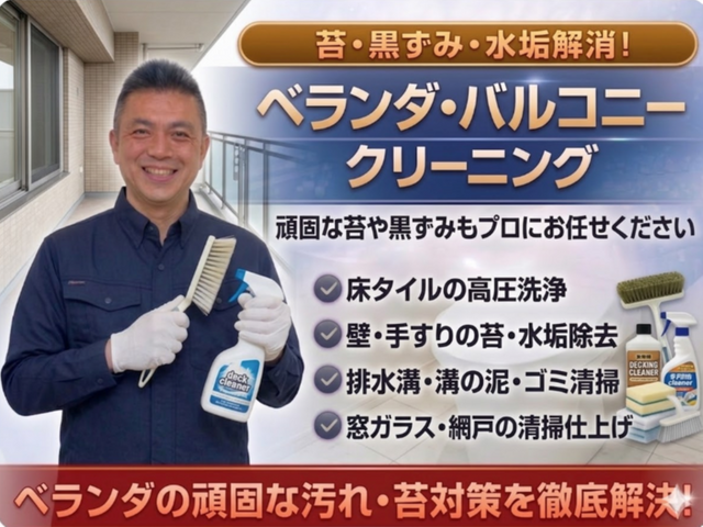 安心丁寧仕上げの徹底汚れ除去ベランダ清掃サービス