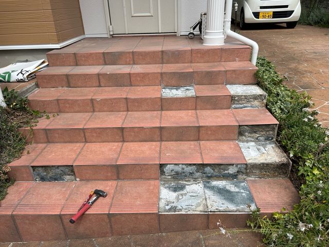 玄関タイルの補修