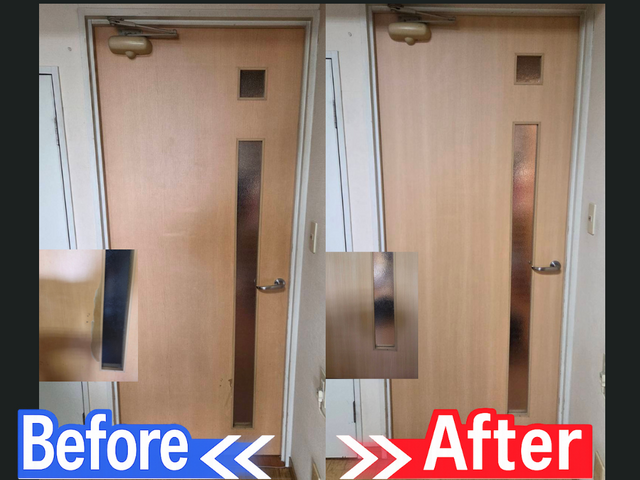 室内ドアのダイノックシート施工｜デザイン変更・補修対応も可【大健信和】